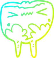 cold gradient line drawing cartoon bad tooth vector