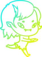 cold gradient line drawing cartoon friendly vampire girl running vector