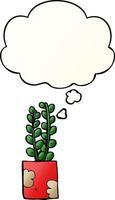 cartoon plant and thought bubble in smooth gradient style vector