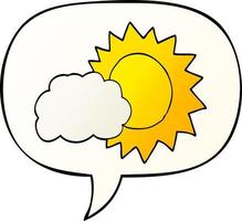 cartoon weather and speech bubble in smooth gradient style vector