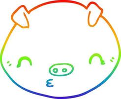 rainbow gradient line drawing cartoon pig vector