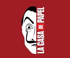 La Casa De Papel Title With Dali Mask Design Graphic Netflix Film Abstract Vector Illustration Money Heist in Red Background