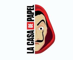 La Casa De Papel Title With Dali Mask Clothes red Design Graphic Netflix Film Abstract Vector Illustration Money Heist in White Background