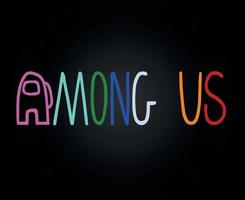 Among Us game computer logo Vector, colorful text on black background vector