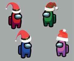 Among us Game Character with Christmas Hats vector arts