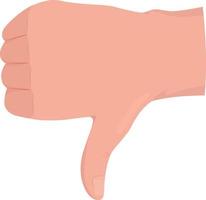 Dislike semi flat color vector hand gesture. Editable pose. Human body part on white. Disagreement. Thumb downward cartoon style illustration for web graphic design, animation, sticker pack