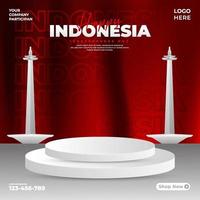 17 de agosto, diseño del día de la independencia de Indonesia, adecuado para carteles, pancartas, publicaciones en redes sociales vector