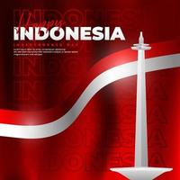 17 de agosto, diseño del día de la independencia de Indonesia, adecuado para carteles, pancartas, publicaciones en redes sociales vector