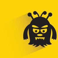 angry monster character with shadow on yellow background vector