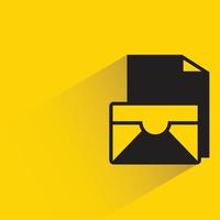 mail and letter icon yellow background vector