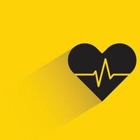 heart and pulse on yellow background vector illustration