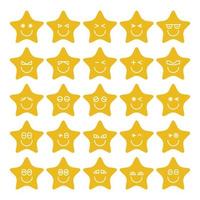 yellow star emoticon vector set