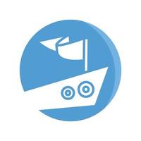 small boat with flag icon in circle button illustration vector