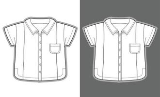 bosquejo de la moda de la plantilla de la prenda de la camisa de los niños vector