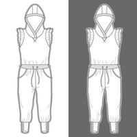 one piece jumpsuit with ruffle details garment sketch fashion template