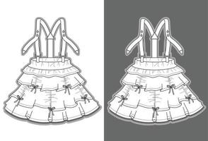 Girls dress garment sketch fashion template vector