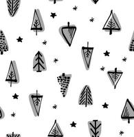 Monotone winter trees seamless repeat pattern vector