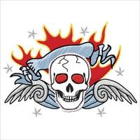 Sketchy skull illustration icon badge vector