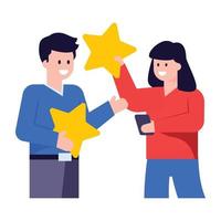 A trendy flat illustration of customer reviews vector