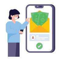 A flat modern illustration of mobile payment vector