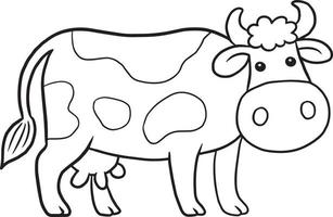 cow doodle cartoon kawaii anime cute coloring page vector