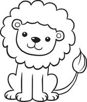 lion doodle cartoon kawaii anime cute coloring page vector