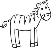 zebra animal cartoon doodle kawaii anime coloring page cute illustration clip art character vector