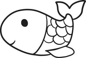 fish doodle cartoon kawaii anime cute coloring page vector