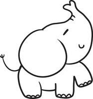 elephant doodle cartoon kawaii anime cute coloring page vector