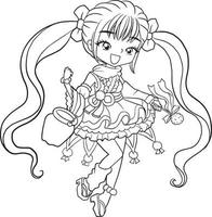 cartoon doodle kawaii anime coloring page cute illustration clip art character vector