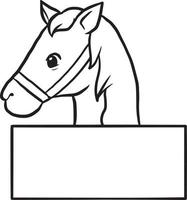 horse animal cartoon doodle kawaii anime coloring page cute illustration clip art character vector