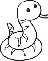 snake animal cartoon doodle kawaii anime coloring page cute illustration clip art character vector