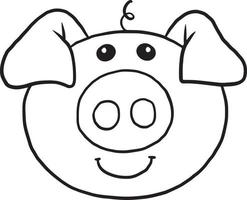 pig animal cartoon doodle kawaii anime coloring page cute illustration clip art character vector