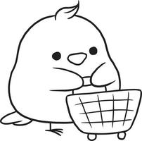 doodle cartoon chicken kawaii anime cute coloring page vector