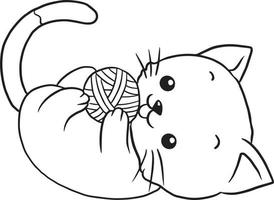 cat doodle cartoon kawaii anime cute coloring page vector