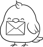 doodle cartoon chicken kawaii anime cute coloring page vector