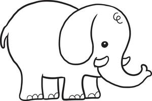 elephant doodle cartoon kawaii anime cute coloring page vector