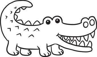 crocodile doodle cartoon kawaii anime cute coloring page vector