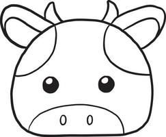 cow doodle cartoon kawaii anime cute coloring page vector