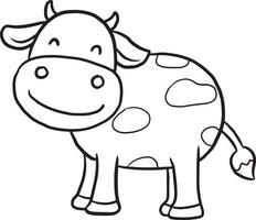cow animal cartoon doodle kawaii anime coloring page cute illustration clip art character vector