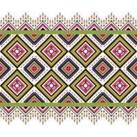 diseño de patrón geométrico de tono verde-rosa mixto para fondo, alfombra, papel pintado, ropa, envoltura, batik, tela, estilo de bordado de ilustración vectorial.