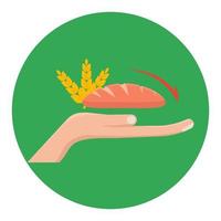 PICTURES OF THE HAND THAT ARE LOOKING UP AND BREAD ACCOMPANIED BY ARROW TO THE BOTTOM OF DESKRIBING THE FOOD CRISIS AND  HUNGER CRISIS vector