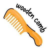 A scalable doodle sticker of wooden comb vector