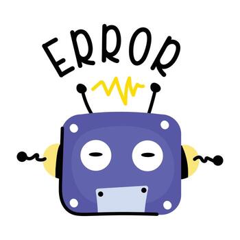 An editable sticker of robot error vector