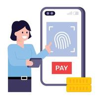 A flat modern illustration of mobile payment vector