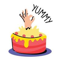 Easy to use sticker of yummy cake vector