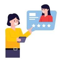 A trendy flat illustration of customer reviews vector