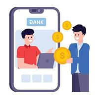 A flat modern illustration of mobile payment vector