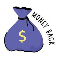 Trendy hand drawn sticker of money bag vector