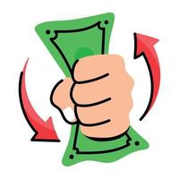 A handcrafted flat sticker of money back vector